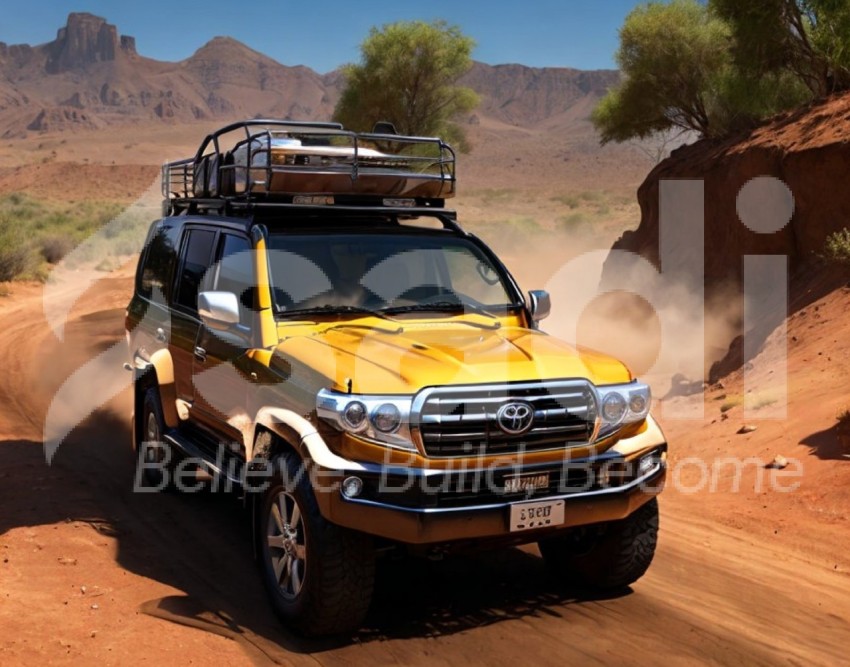 Toyota Land Cruiser Game Viewer drives along dirt road in a game