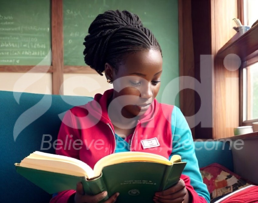 Kenyan lady student reading
