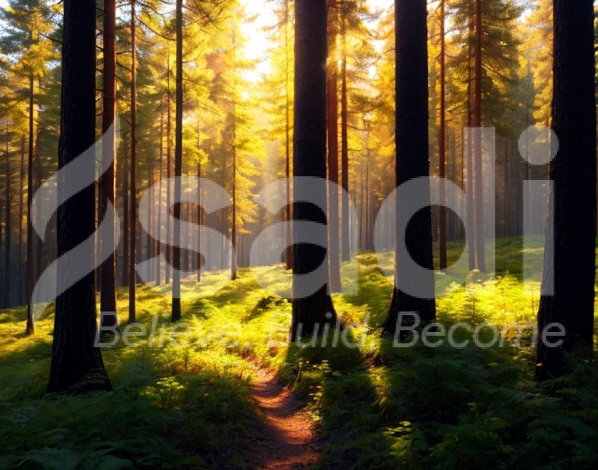 Forest in a sunny horizon