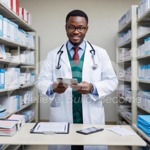 AFRICAN DOCTOR CARYING OUT MEDICAL RESERCH