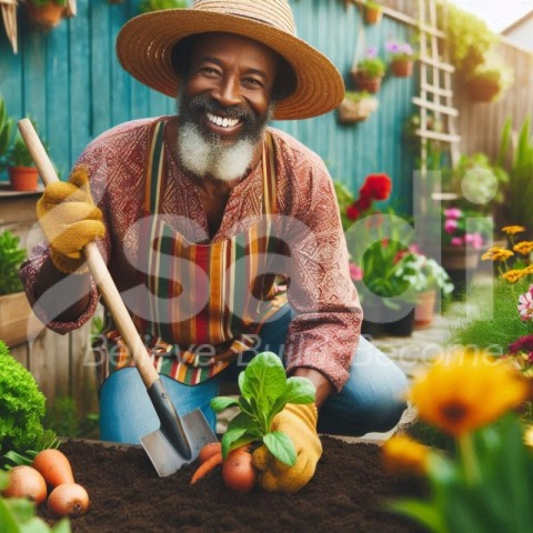 African man digging