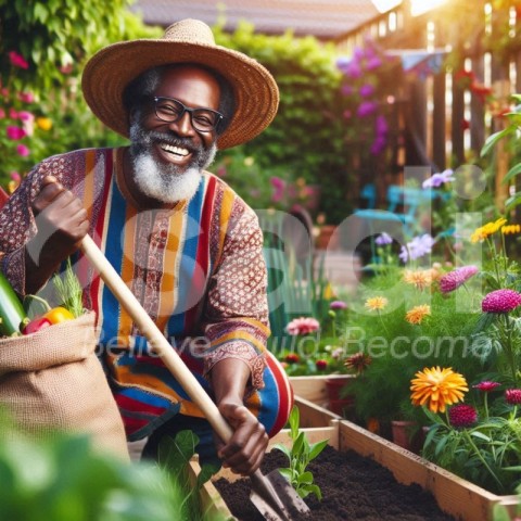 African man digging