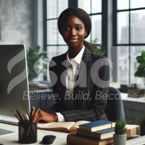 african young lady in office