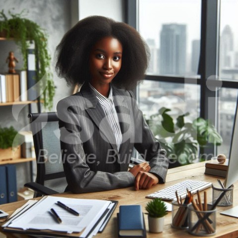 african young lady in office