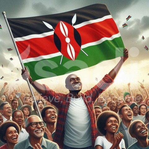 A patriot holding kenya flag