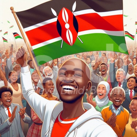 A patriot holding kenya flag