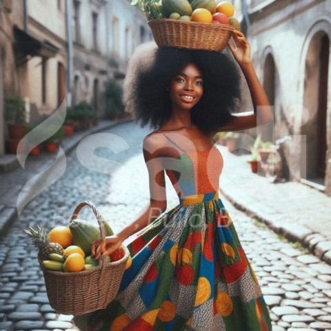 african young lady in walking