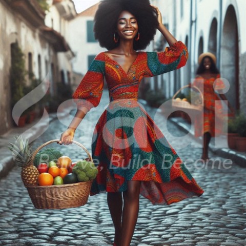 African young lady in walking