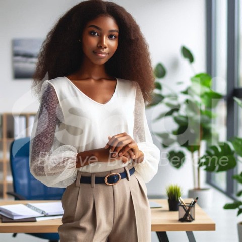 beautiful African young lady standing in the office