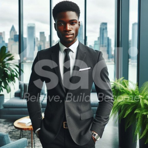 Beautiful African young Man standing in the office