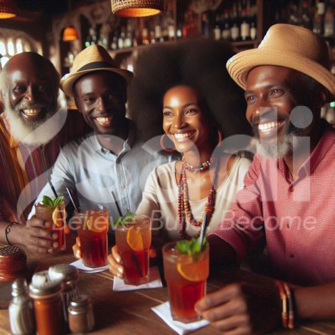 African people enjoying bar drinks