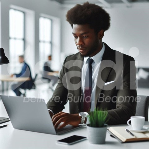 Afro man working