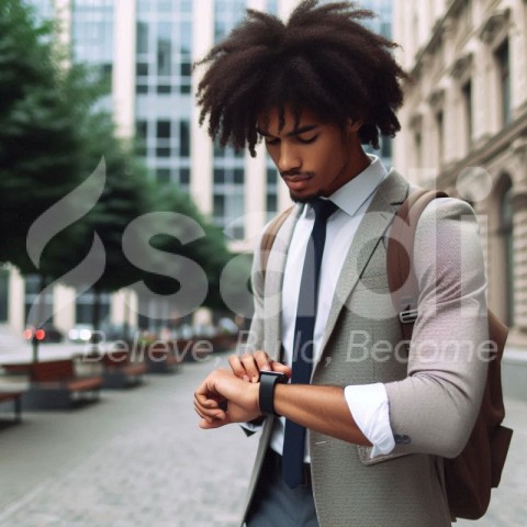 man looking at the watch